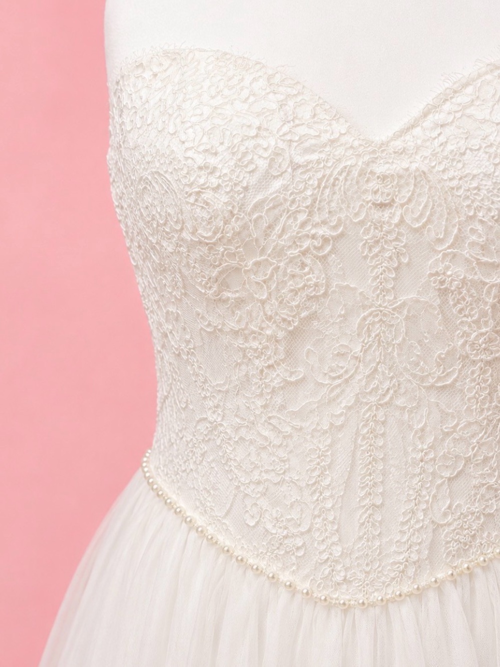 Allure Couture Strapless Lace Ball Gown Wedding Dress in Ivory - Picture 9 of 12